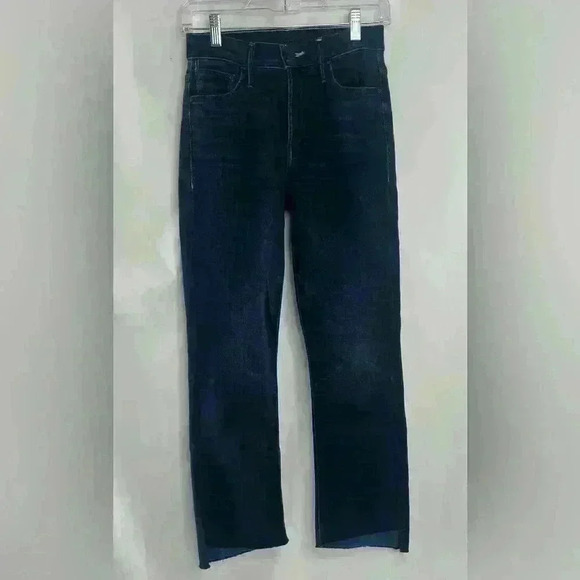 Mother Denim Insider Crop Step Fray Dark Straight Leg in Night Tripper Size 25 - Picture 3 of 14